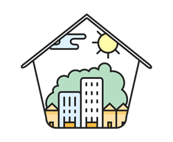 Student houses and halls inside  house outline